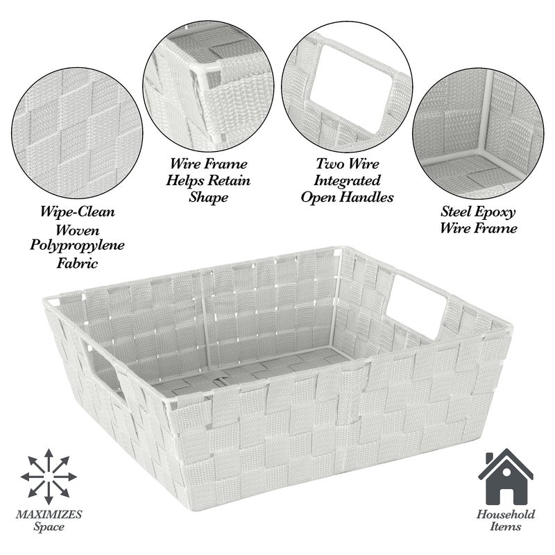 Simplify Large Shelf Woven Strap Tote | Decorative Storage Basket | Built in Handles | Organization | Closet | Bedroom | Bathroom | Nursery | Accessories | Toys | Gifts | 1 Pack | Heather Grey - Image 2